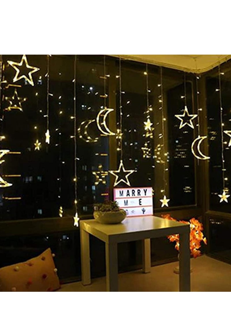 Ramadan Decoration Lights, Moon And Stars And Serial Lights, 3.5M Ramadan Lights, Yellow,