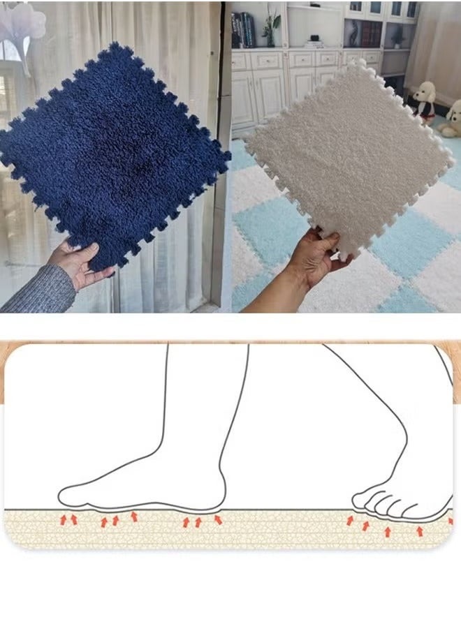 10-Piece Plush Splicing Floor Mat Eva Foam Square Custom Carpet Villus Washable Baby Crawling Carpet Tiles