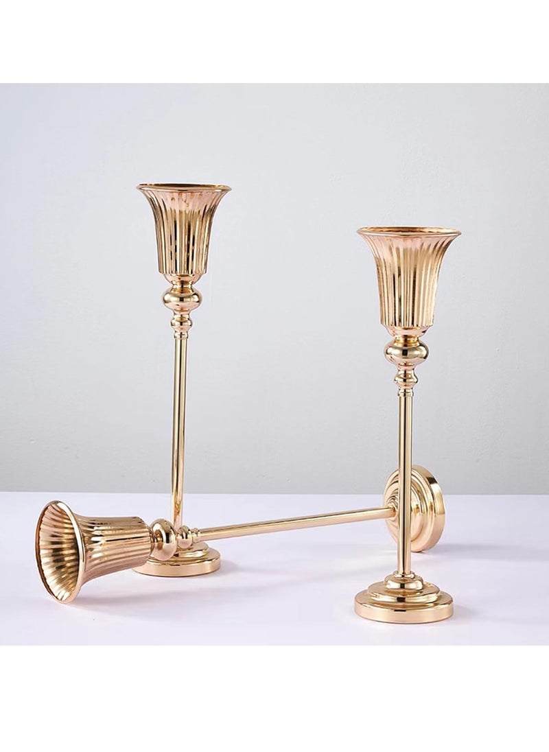 Gold Trumpet Vase Wedding Centerpieces (2Pcs) – 58cm High Geometric Flower Stands for Birthday, Aisle, Dining Room, and Party Decorations