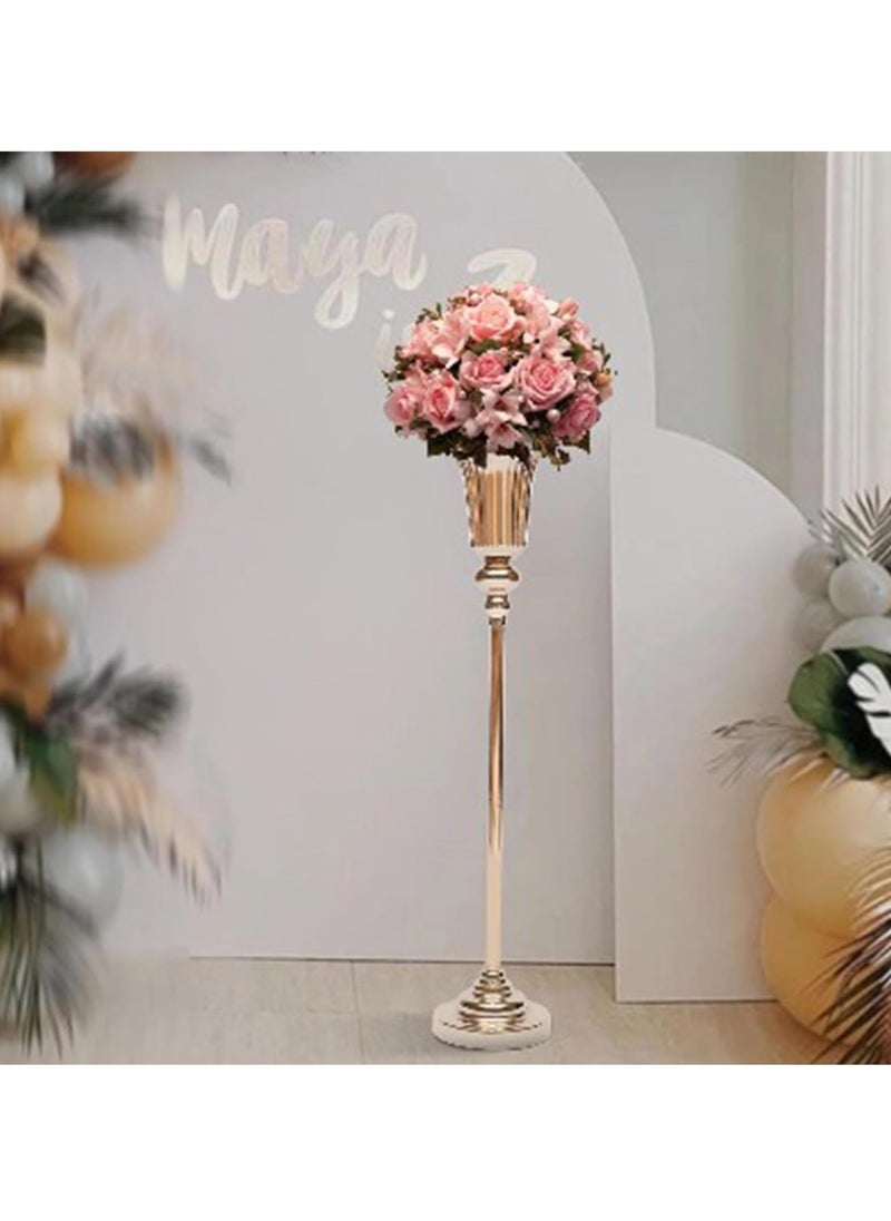 Gold Trumpet Vase Wedding Centerpieces (2Pcs) – 58cm High Geometric Flower Stands for Birthday, Aisle, Dining Room, and Party Decorations