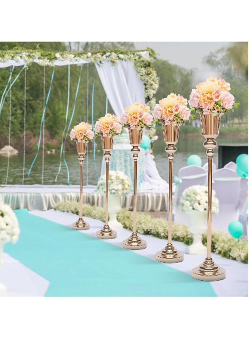 Gold Trumpet Vase Wedding Centerpieces (2Pcs) – 58cm High Geometric Flower Stands for Birthday, Aisle, Dining Room, and Party Decorations