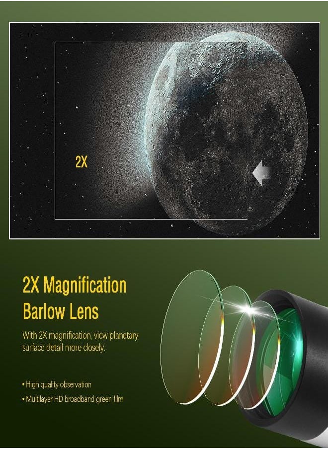 Astromania Multi Coated 1.25-Inch Plossl Eyepieces(4mm, 10mm, 25mm) with 2X Barlow Astronomical Telescope Accessory Kit - let You get The Most Out and enhances The Performance of Your Telescope