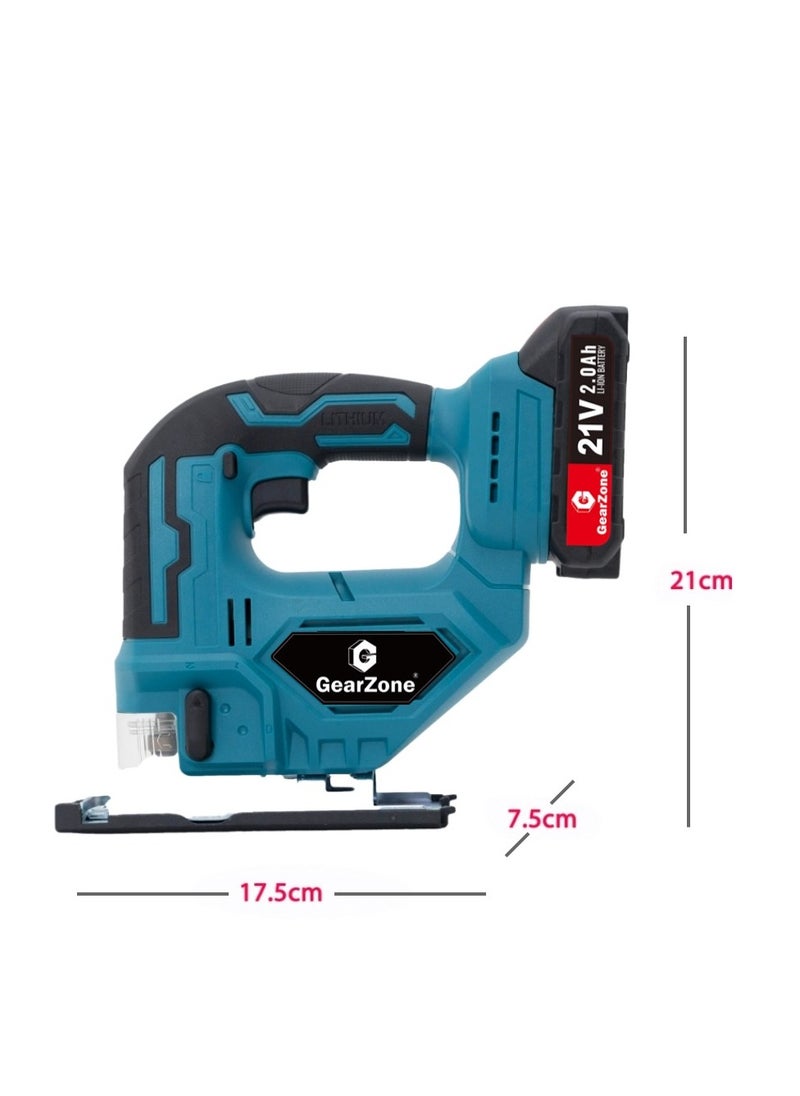 Cordless Wood Jigsaw, Electric JigSaw Tool with 2pcs Battery & 5 Saw Blade for Woodworking