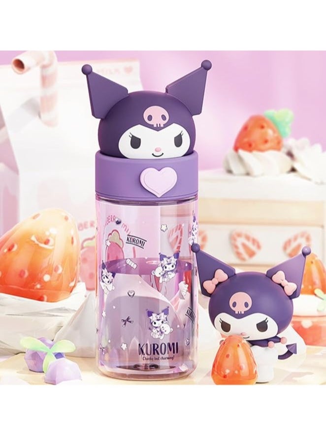 Cartoon Kuromi Plastic Cup Bottle Portable Tumblers Travel Mugs Plastic Shaker Bottle Direct Drinking Cup Water Track Bottle Portable Leakproof Water