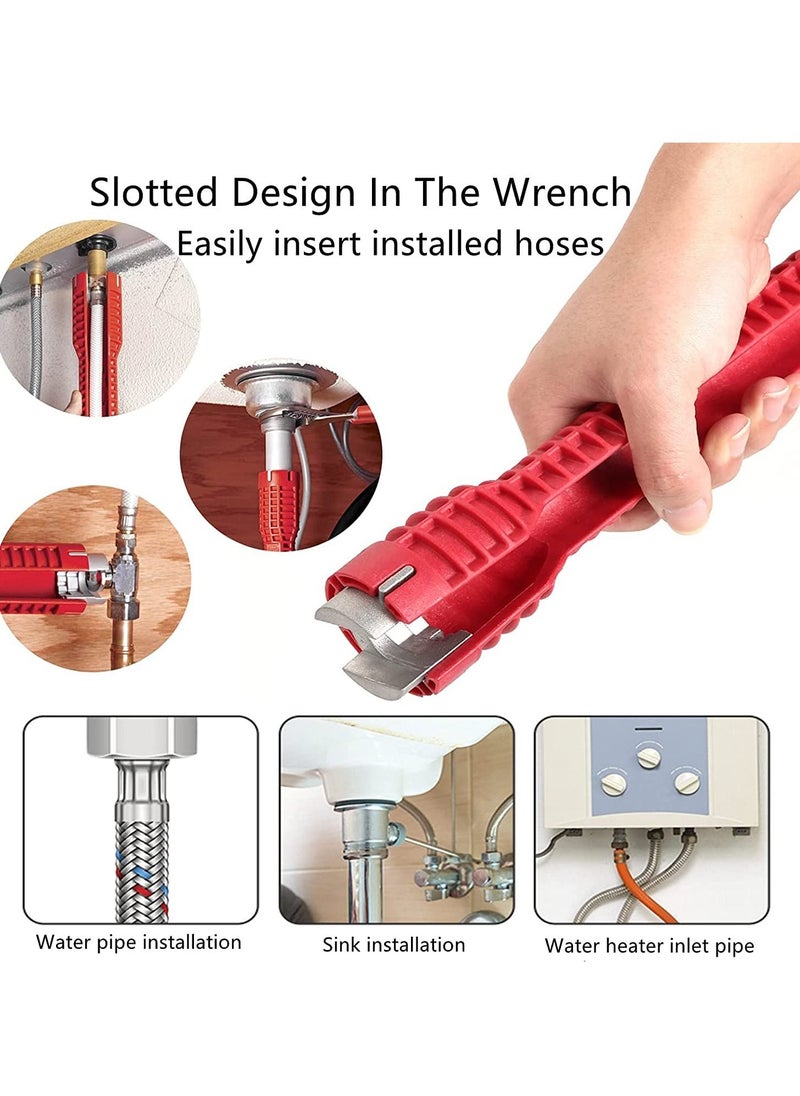 Faucet and Sink Installer, 8 in 1 Multifunctional Wrench Tool Double Head Installer Water Pipe Spanner Tackle For Toilet Bowl Bathroom Kitchen Plumbing