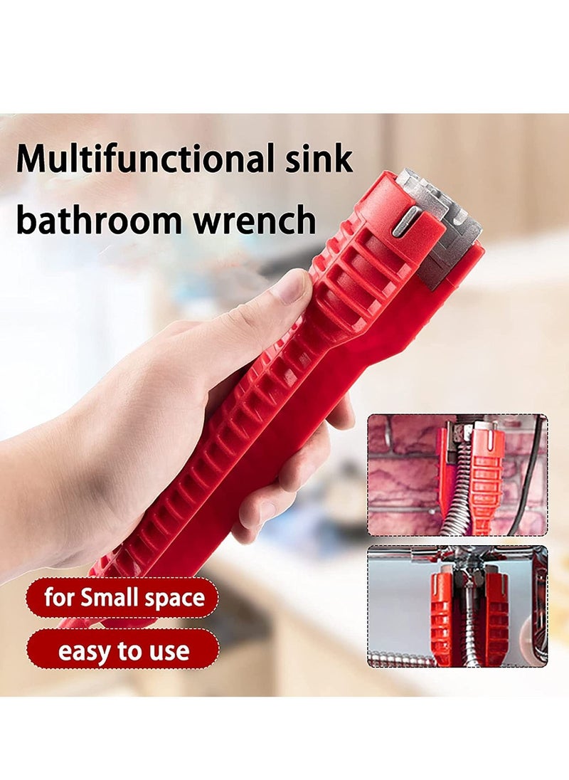 Faucet and Sink Installer, 8 in 1 Multifunctional Wrench Tool Double Head Installer Water Pipe Spanner Tackle For Toilet Bowl Bathroom Kitchen Plumbing