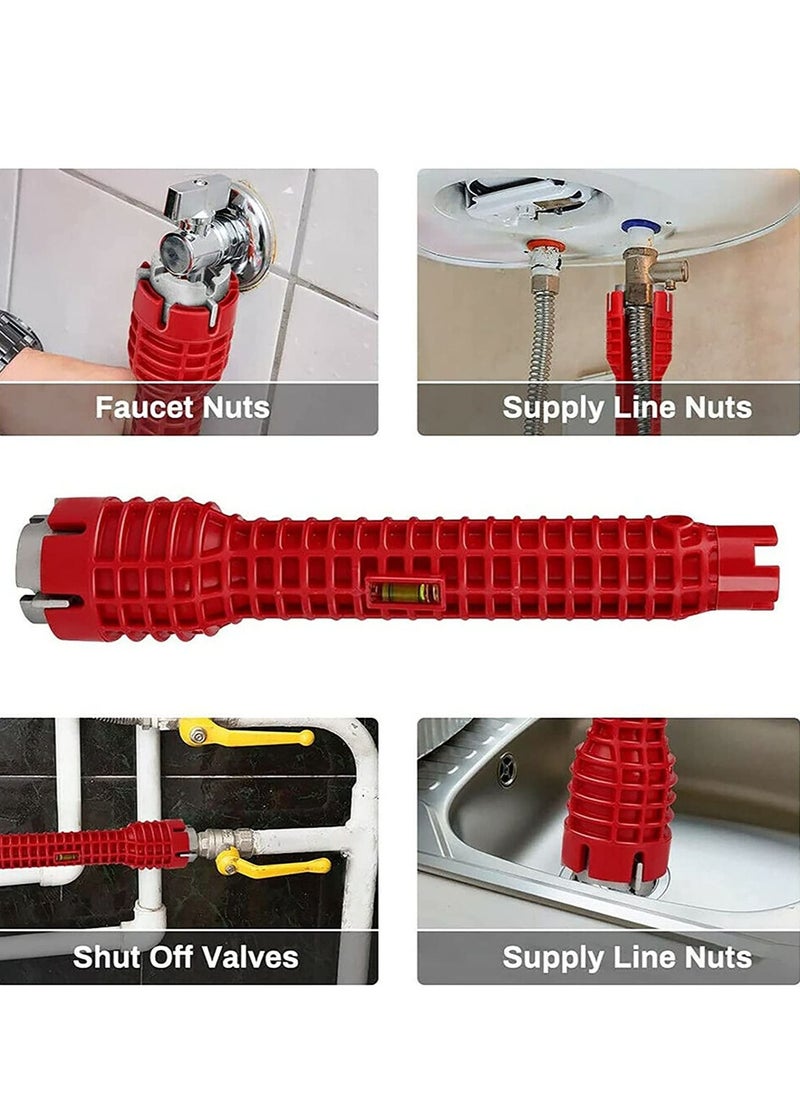 Faucet and Sink Installer, 8 in 1 Multifunctional Wrench Tool Double Head Installer Water Pipe Spanner Tackle For Toilet Bowl Bathroom Kitchen Plumbing