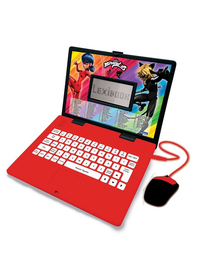 Miraculous - Educational And Bilingual Laptop English/Spanish - Toy For Child Kid (Boys & Girls) 124 Activities, Learn Play Games And Music With Ladybug - Red/Black Jc598Mii2