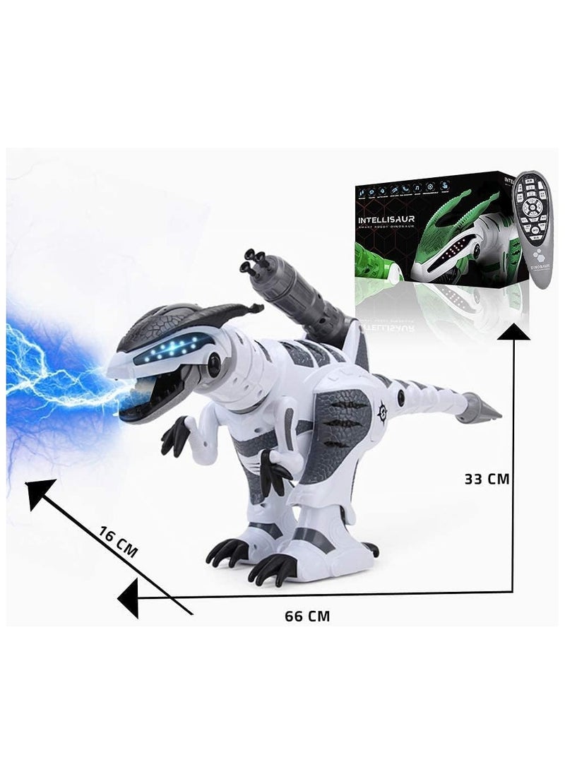 RC Dinosaur Robot Toy, Giant Dinosaur, Smart Programmable Interactive Walk Sing Dance for Kids Gift Present (White)