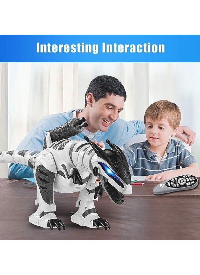 RC Dinosaur Robot Toy, Giant Dinosaur, Smart Programmable Interactive Walk Sing Dance for Kids Gift Present (White)