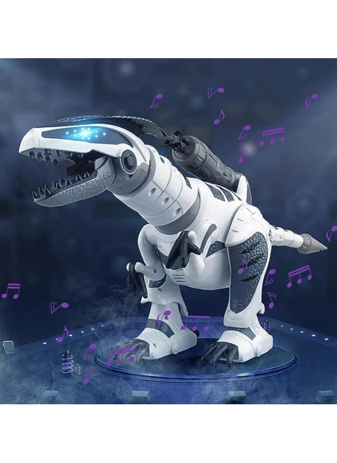 RC Dinosaur Robot Toy, Giant Dinosaur, Smart Programmable Interactive Walk Sing Dance for Kids Gift Present (White)