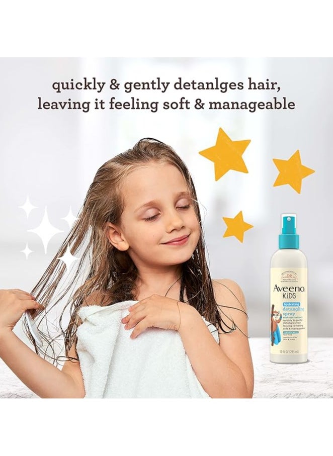 Aveeno Kids Hydrating Detangling Spray with Oat Extract, Quickly & Gently Detangles Kids' Hair, Tear-Free & Suitable for Skin & Scalp, Light Fragrance, Hypoallergenic, 10 fl. Oz