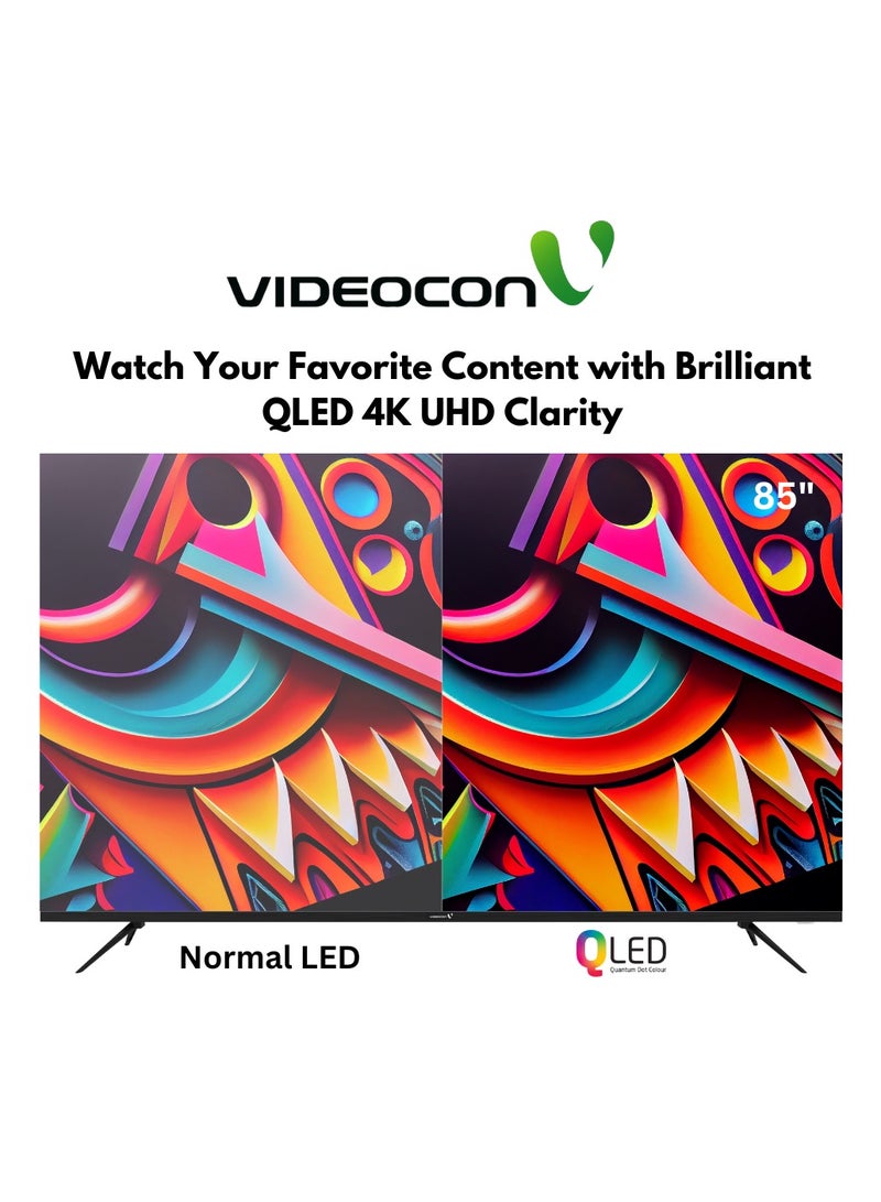 85 inch Edgeless QLED 4K UHD Official Google TV + JVC 5.1Ch Soundbar With Wireless Subwoofer Combo E85QLGT1100+TH-N430B Black