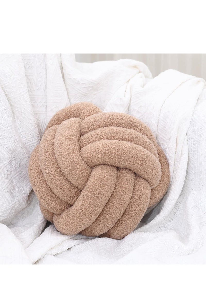 Decorative Knot Pillow Ball – Soft Handmade Round Plush Boucle Cushion for Sofa and Home Decor (8.7 inches)