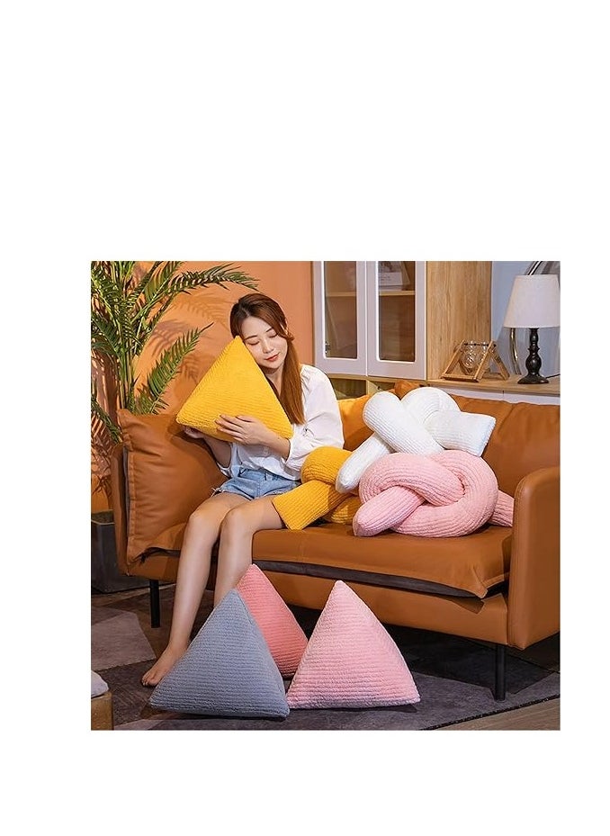 Decorative Triangular Knot Pillow – Plush Knotted Throw Cushion for Sofa, Couch, and Bedroom