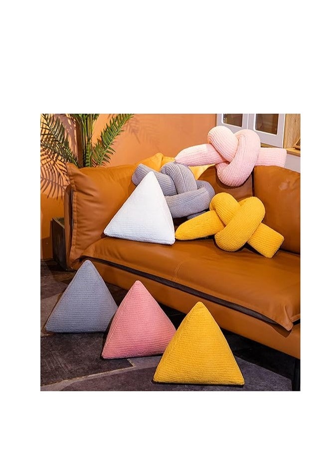 Decorative Triangular Knot Pillow – Plush Knotted Throw Cushion for Sofa, Couch, and Bedroom