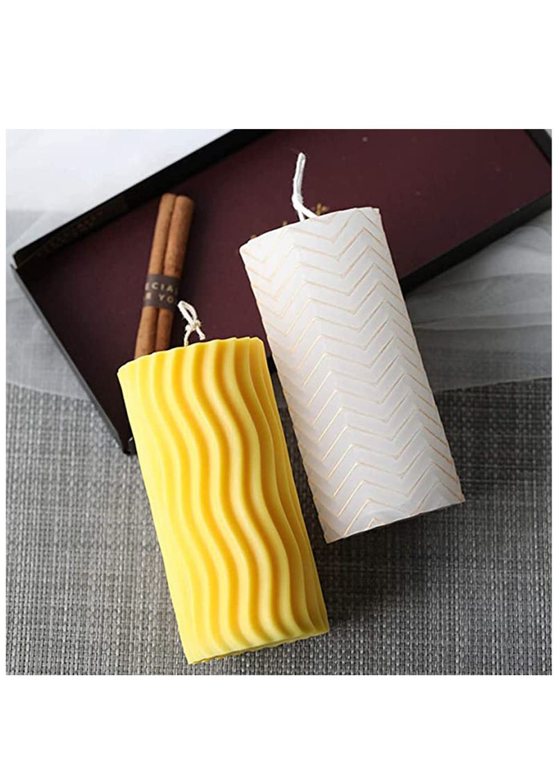 3D Cylinder Stripe Wave Candle Mold Silicone Clay Soap Mould for Making Beeswax Gift Home Decor Random Color Delivery