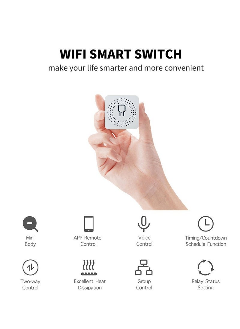 Smart WiFi Switch, DIY Smart Relay Switch Module Smart Life/Tuya App, Compatible with Alexa and Google Home Smart Speakers,with Appointment Timing Function,16A (1MINI WiFi Light Switch)