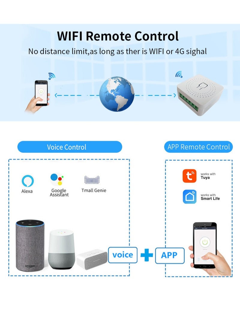 Smart WiFi Switch, DIY Smart Relay Switch Module Smart Life/Tuya App, Compatible with Alexa and Google Home Smart Speakers,with Appointment Timing Function,16A (1MINI WiFi Light Switch)