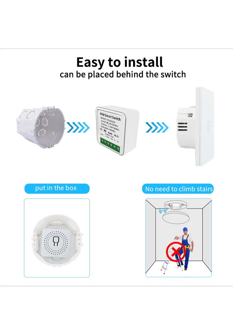 Smart WiFi Switch, DIY Smart Relay Switch Module Smart Life/Tuya App, Compatible with Alexa and Google Home Smart Speakers,with Appointment Timing Function,16A (1MINI WiFi Light Switch)