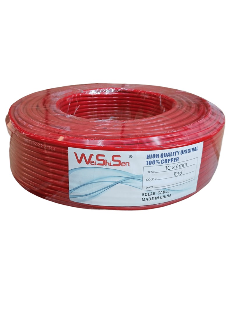 Solar Cable 6 mm² Red, 100mtr. , UV-Resistant, Flexible, Photovoltaic, PV Cable, Solar Connection Cable for Solar Panel, Inverter & Charge Controller