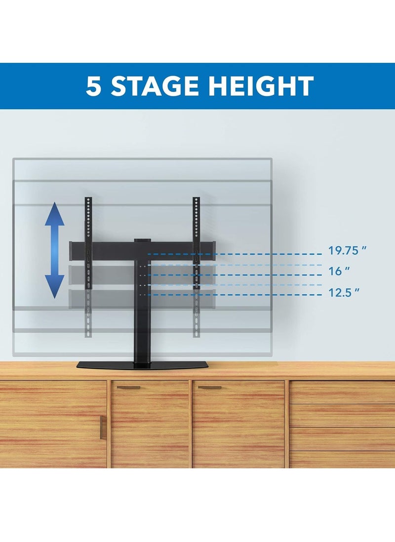 Universal Tabletop TV Stand Base with Height Adjustable Flat Screen TV Mount – Fits 32 to 60 Inch LED LCD Televisions – Stable, Durable TV Stand for Home Entertainment