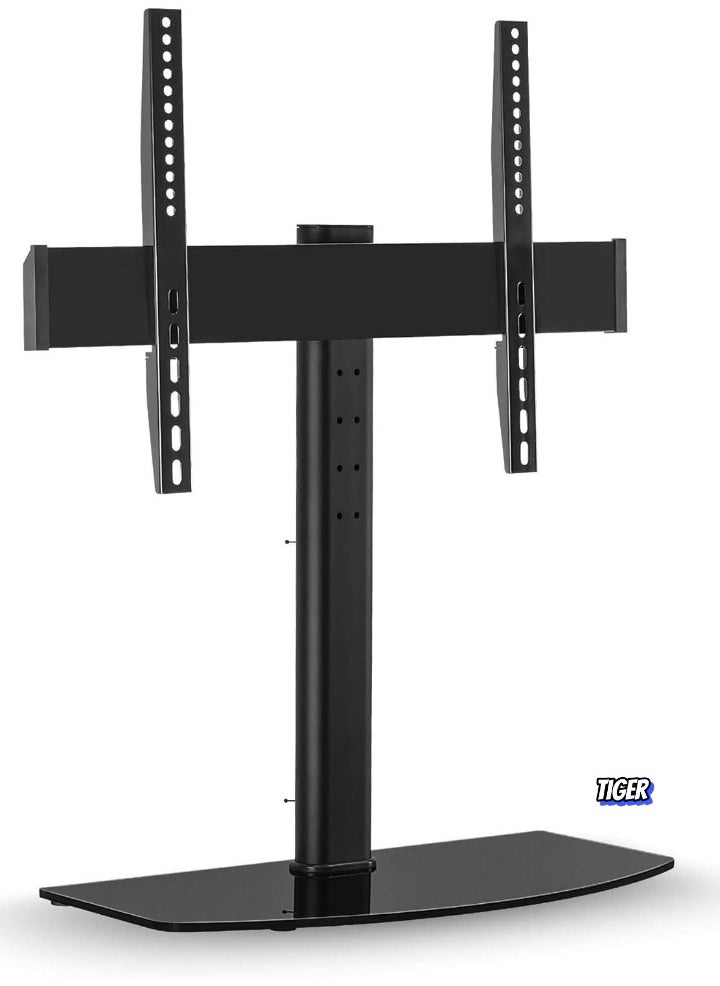 Universal Tabletop TV Stand Base with Height Adjustable Flat Screen TV Mount – Fits 32 to 60 Inch LED LCD Televisions – Stable, Durable TV Stand for Home Entertainment