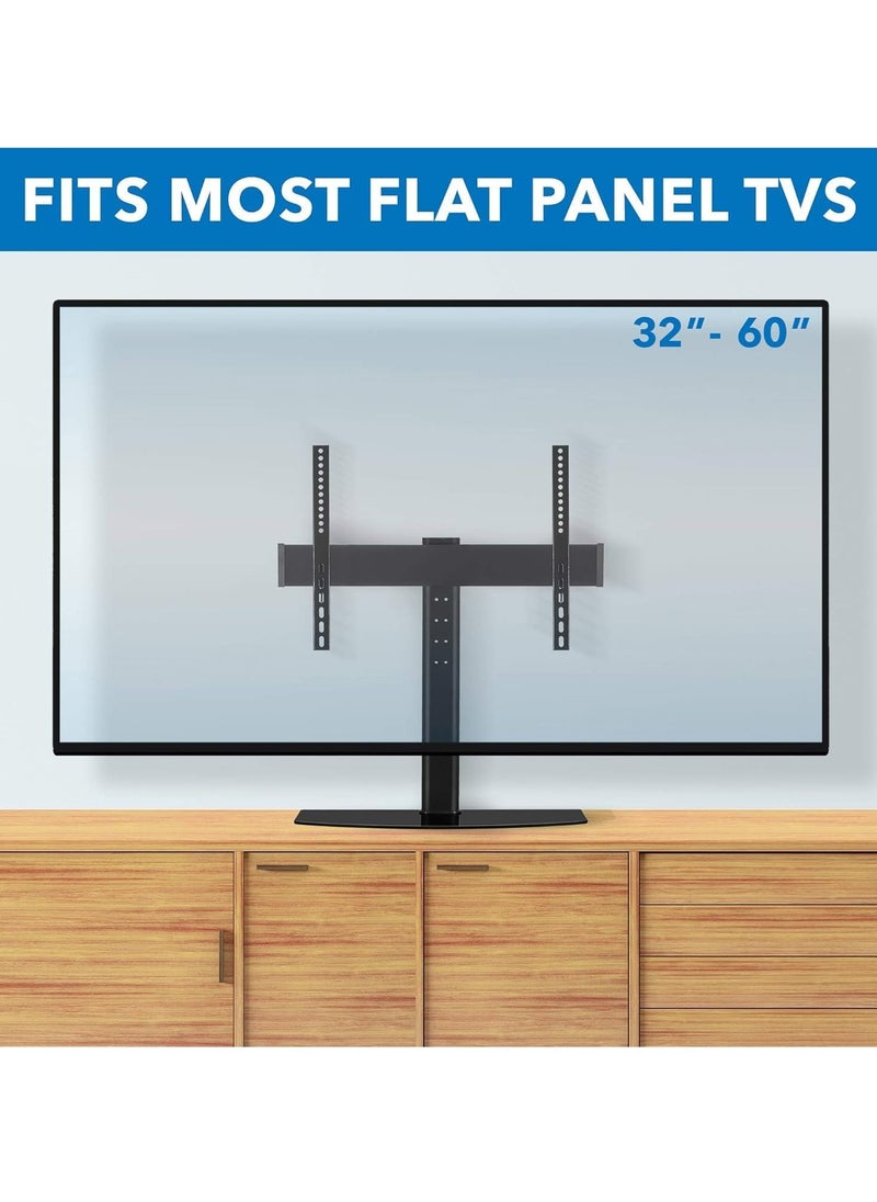 Universal Tabletop TV Stand Base with Height Adjustable Flat Screen TV Mount – Fits 32 to 60 Inch LED LCD Televisions – Stable, Durable TV Stand for Home Entertainment