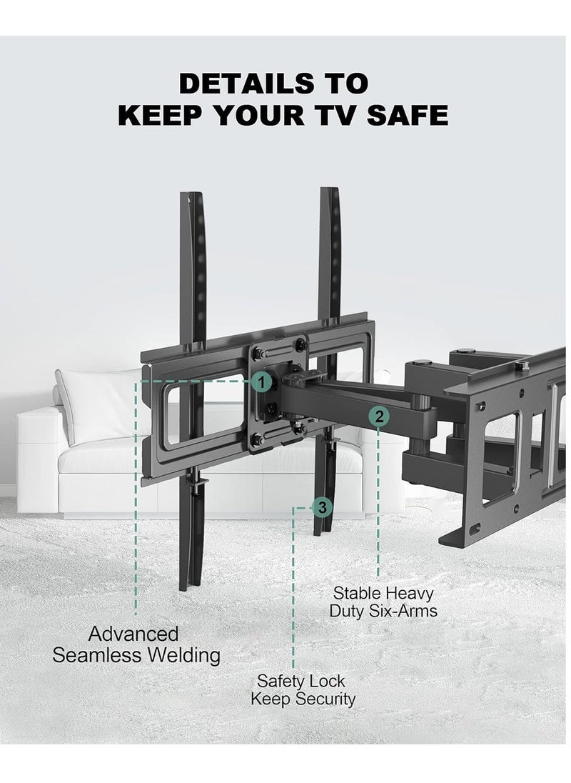 Full Motion TV Wall Mount Bracket for 26-55 Inch LED, LCD, OLED TVs – Dual Articulating Swivel Arms, Tilts & Rotates, Max VESA 400x400mm, Holds up to 99 lbs