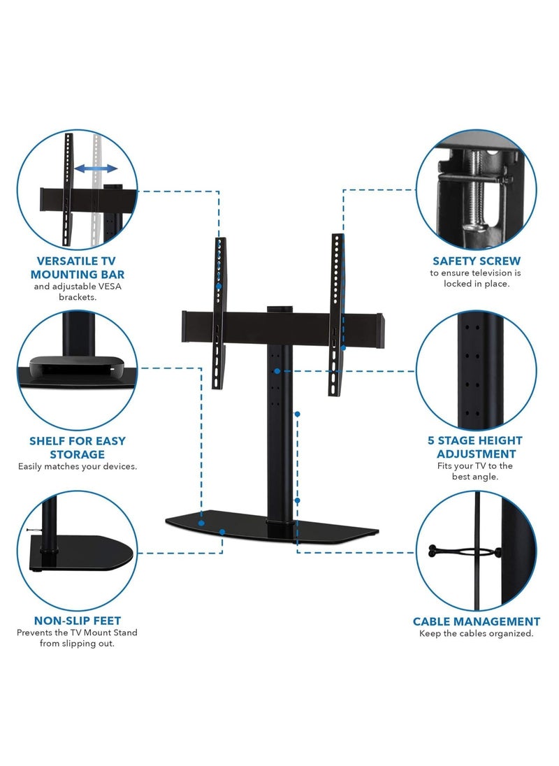 Universal Tabletop TV Stand Base with Adjustable Height | Fits 32