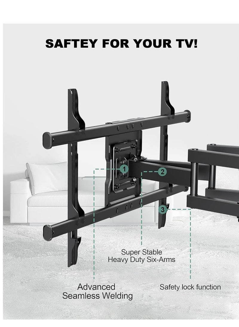 Full Motion Wall Mount TV Bracket, Articulating Swivel Extension Arm, Fits 37-75 Inch TVs Up to 132lbs, Max VESA 600 x 400mm, Heavy Duty TV Mount for Home & Office (EBLF7), Adjustable Tilt & Swivel for Optimal Viewing