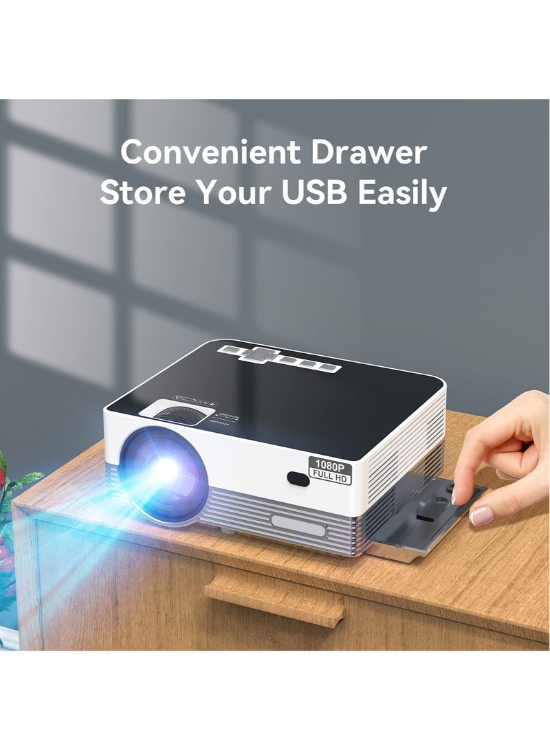 Native 1080P WiFi Bluetooth Projector, Upgraded 8500L HD Video Projector with Carrying Bag,Support 4K &300“ Display,Mini Outdoor Movie Projectors Compatible with iOS/Android/PC/TV Stick/PS4