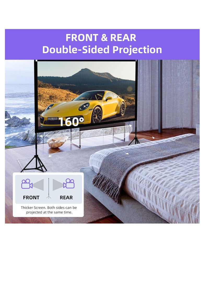 Projector Screen with Stand,84 Inch Portable Indoor Outdoor Projection Screen 16:9 Hd 4K Wrinkle-Free Outdoor Movies Screen Carrying Bag for Home Backyard Theater