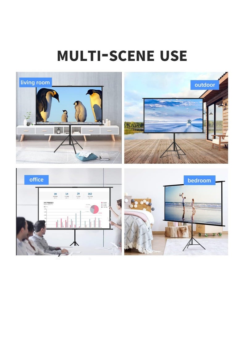 Projector Screen with Stand,100 Inch Portable Indoor Outdoor Projection Screen 16:9 Hd 4K Wrinkle-Free Outdoor Movies Screen Carrying Bag for Home Backyard Theater