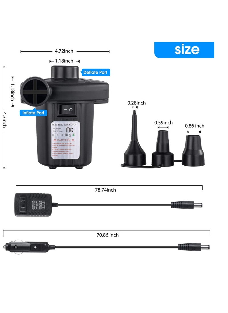 Air Pump for Air Mattress, Air Mattress Pump for Inflatables, Quick Fill Inflator Deflator Air Pump Perfect for Outdoor Camping Inflatable Boat Blow Up Pool Water Toy Car Air Bed