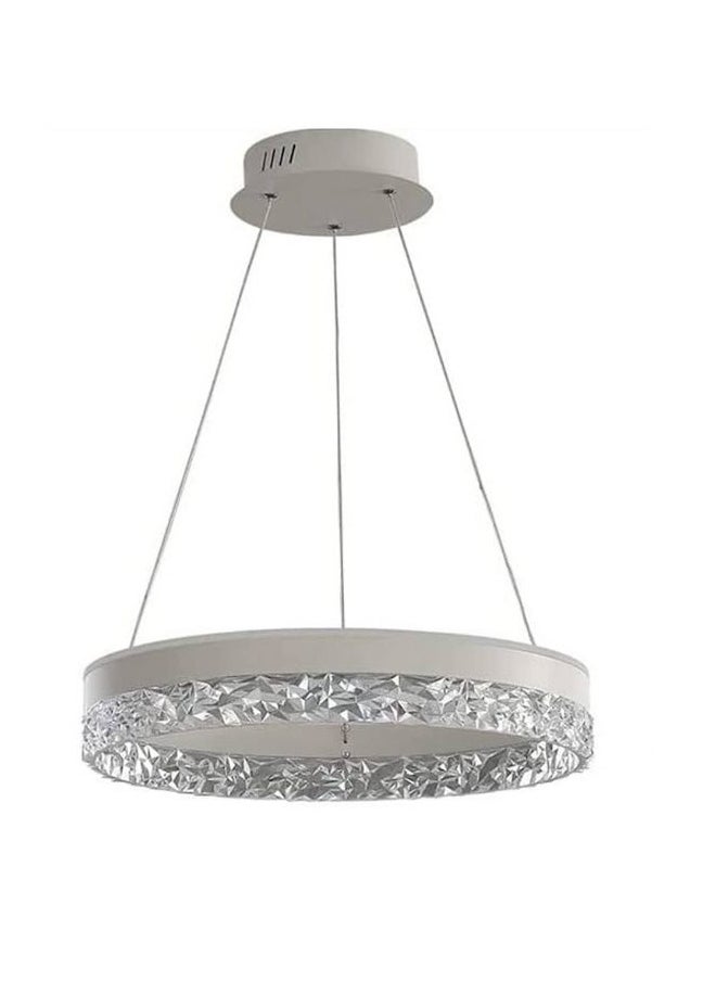 AFN LIGHTING Modern Crystal Round Chandelier - LED Dimmable Pendant Lamp with Ripple Acrylic Border for Bedroom, LED Ceiling Lights for Living Room, Kitchen Chandelier, Gold Chandelier