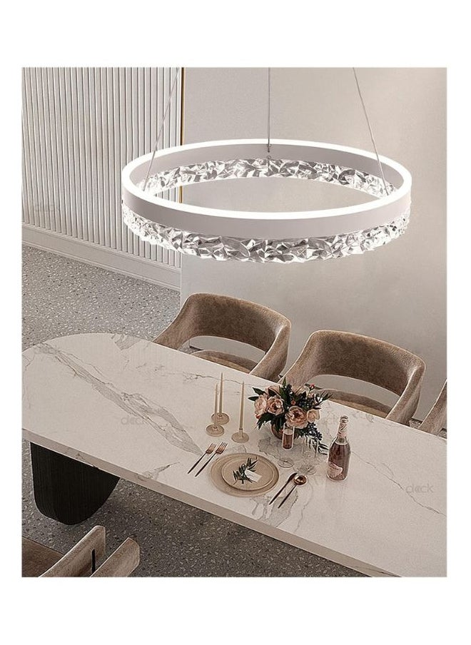 AFN LIGHTING Modern Crystal Round Chandelier - LED Dimmable Pendant Lamp with Ripple Acrylic Border for Bedroom, LED Ceiling Lights for Living Room, Kitchen Chandelier, Gold Chandelier