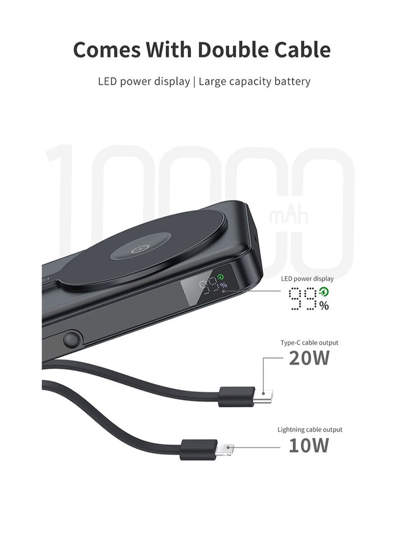 Mobile power bank 10000mAh with built-in cable fast charging PD20W power bank 10000mAh large capacity supports Apple