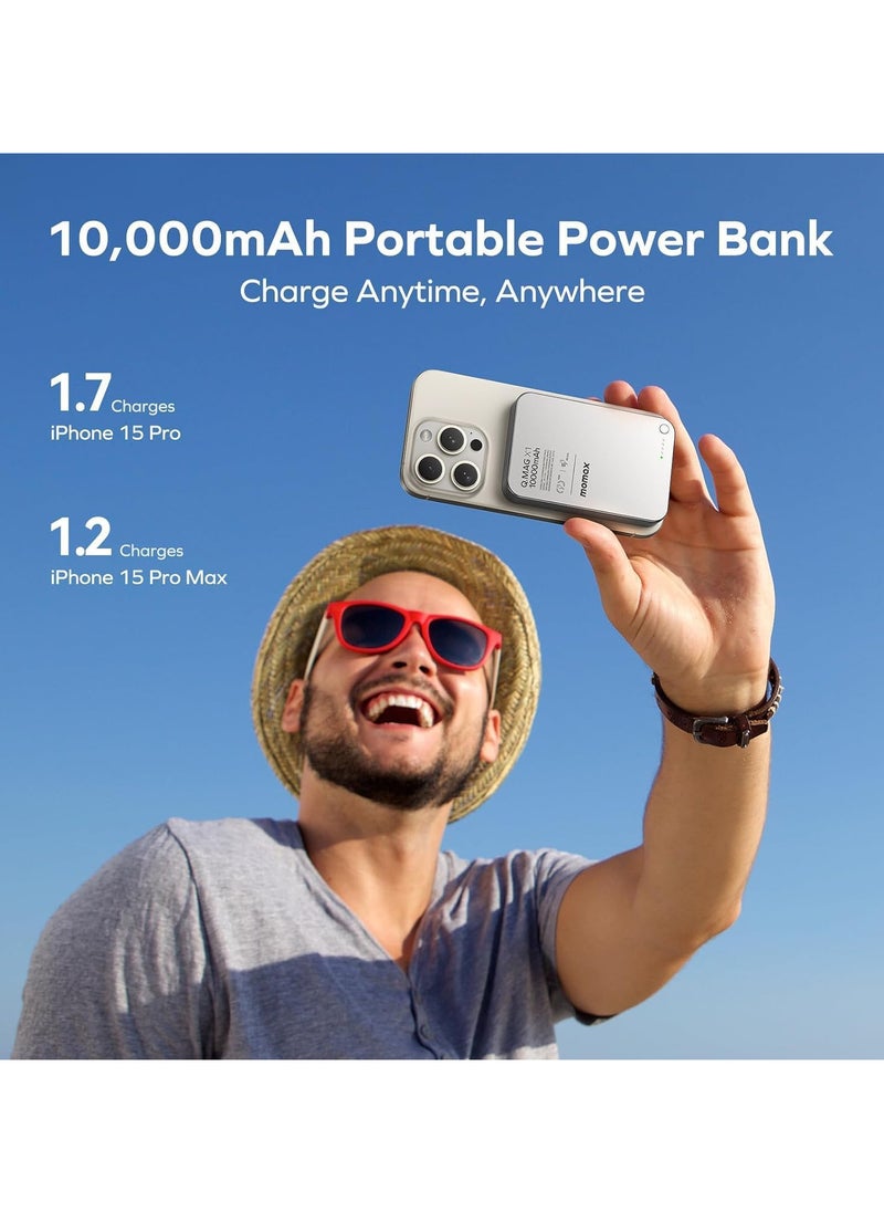 Magnetic Power Bank 10000mAh, 20W Fast Charging, Wireless Portable Charger for iPhone 16/15/14/13/12 Series, Magsafe Compatible, USB-C Cable Included