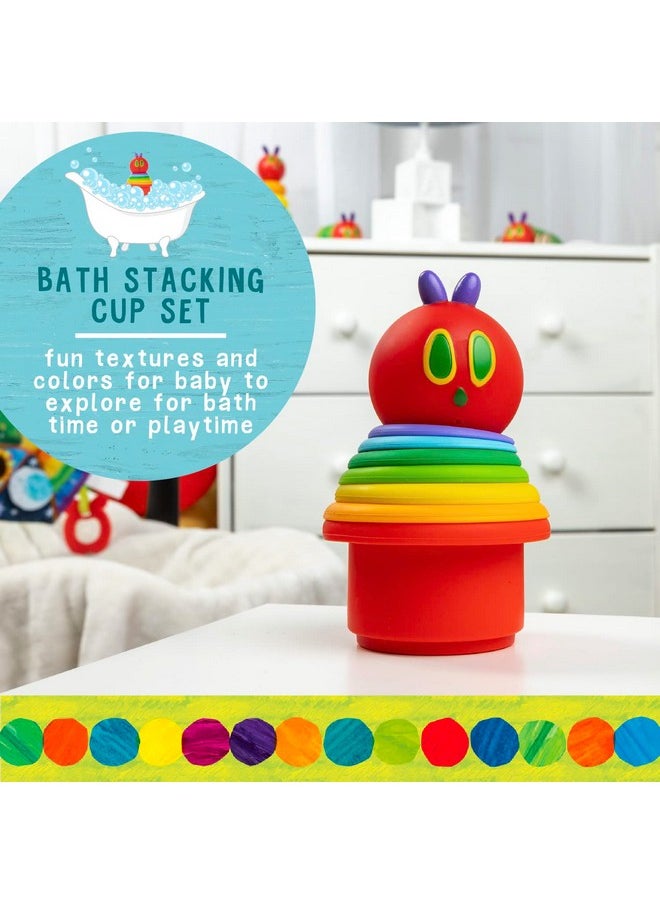 World Of Eric Carle The Very Hungry Caterpillar Bath Time Silicone Stacking Cup Set With Caterpillar Head Squirty Perfect For Water Play Ages 18 Months And Up