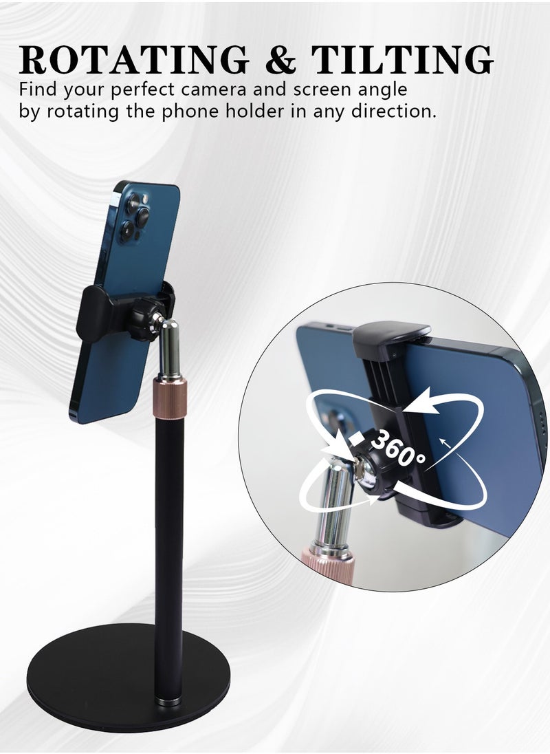 Tablet and Phone Stand Holder, Height Adjustable Portable Monitor Stand, 360 Degree Rotating, Aluminum Alloy Cradle Mount Dock for 4.7