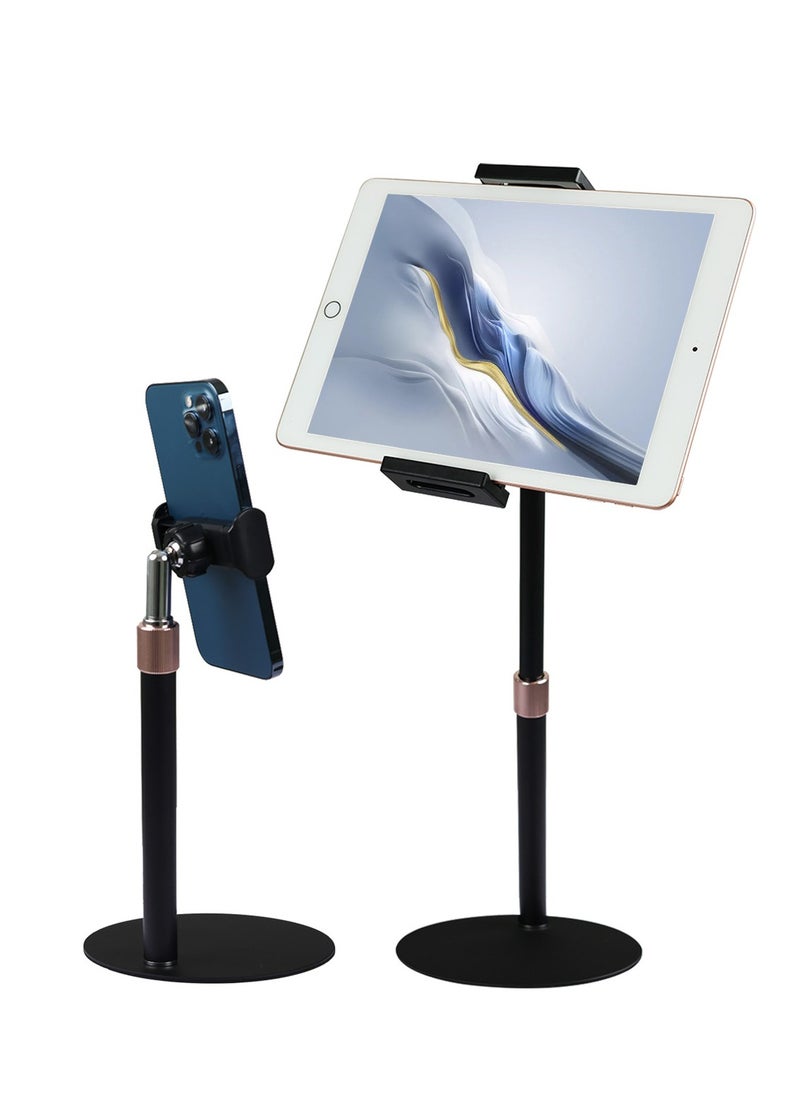 Tablet and Phone Stand Holder, Height Adjustable Portable Monitor Stand, 360 Degree Rotating, Aluminum Alloy Cradle Mount Dock for 4.7