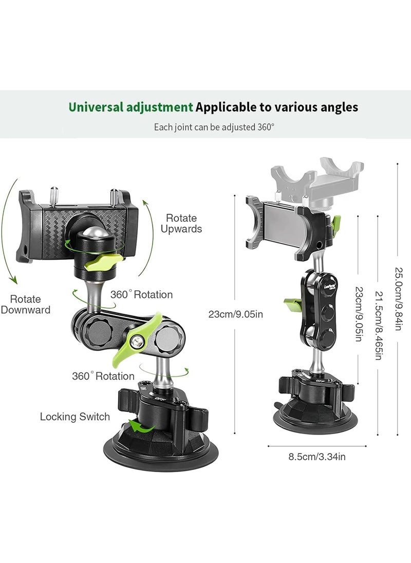 Universal Ball Head Arm Car Phone Mount, 360 Rotating Ball Joint for Adjustable Viewing Angles, Compatible with Most Smartphones and Case Models