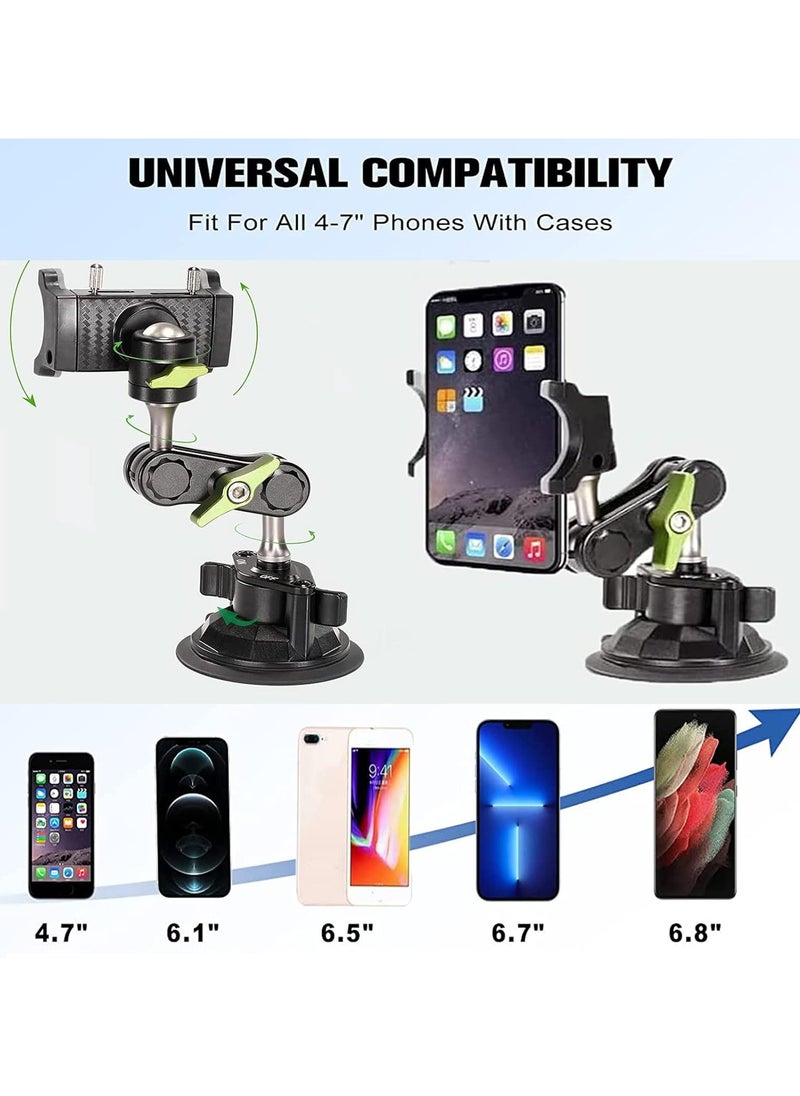 Universal Ball Head Arm Car Phone Mount, 360 Rotating Ball Joint for Adjustable Viewing Angles, Compatible with Most Smartphones and Case Models