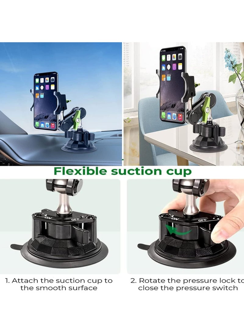 Universal Ball Head Arm Car Phone Mount, 360 Rotating Ball Joint for Adjustable Viewing Angles, Compatible with Most Smartphones and Case Models