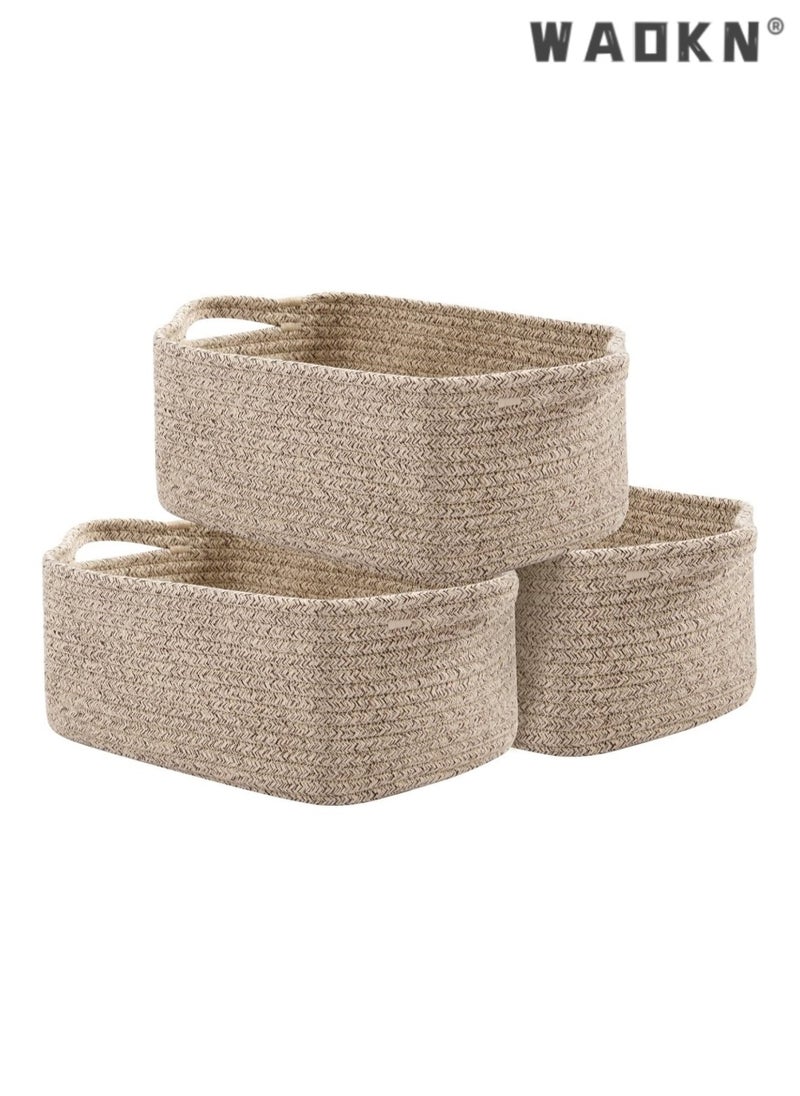 Cotton Rope Baskets, Woven Baskets for Storage, Nursery Storage Baskets, Decorative Storage Bins, Rectangle Storage Basket with Handles, Storage Baskets for Shelves