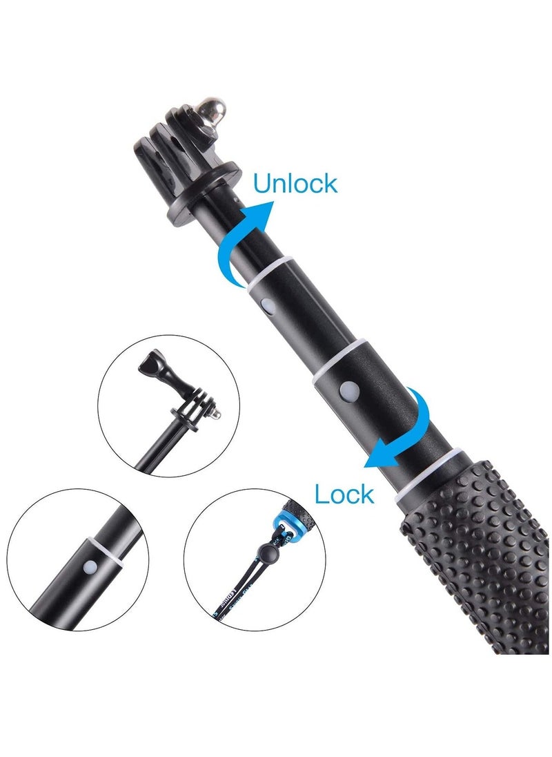 Selfie Stick, 19” Waterproof Hand Grip Adjustable Extension Monopod Pole Compatible with GoPro Hero 9 8 7 6 5 4 3+ 3 2 1 Session