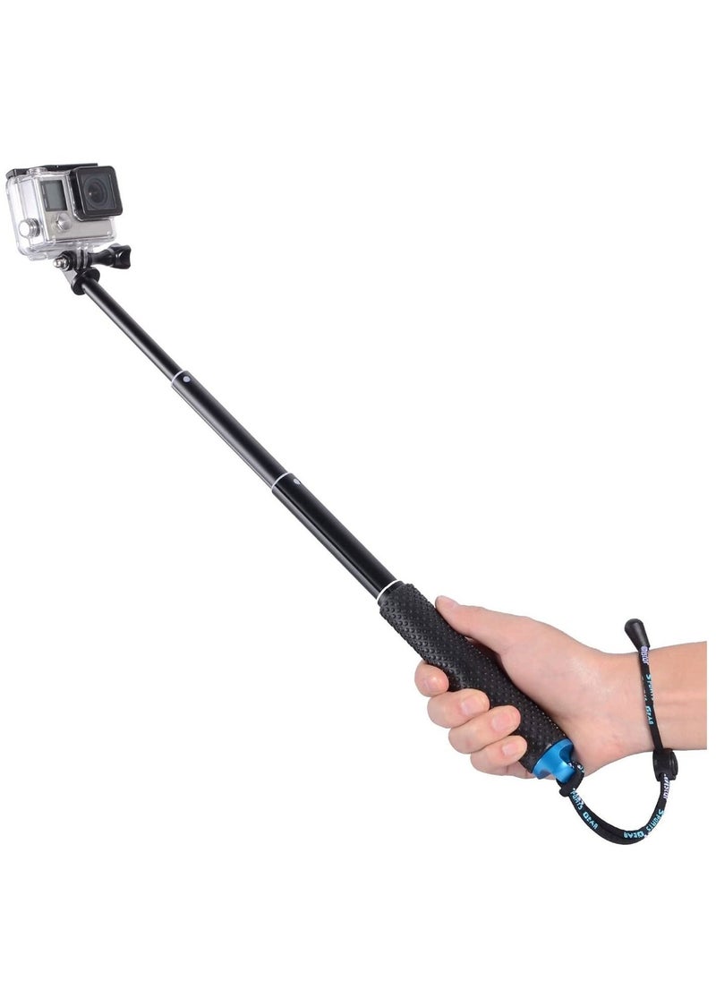 Selfie Stick, 19” Waterproof Hand Grip Adjustable Extension Monopod Pole Compatible with GoPro Hero 9 8 7 6 5 4 3+ 3 2 1 Session