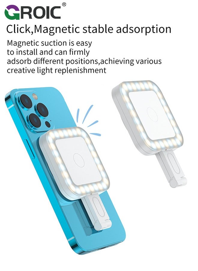 Black Magnetic Led Selfie Light for iPhone, Portable Selfie Fill Light for iPhone, Pocket Size Phone Light for Video Recording/Selfies/TikTok/Live Streaming