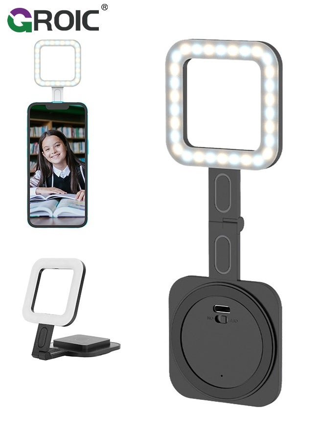 Black Magnetic Led Selfie Light for iPhone, Portable Selfie Fill Light for iPhone, Pocket Size Phone Light for Video Recording/Selfies/TikTok/Live Streaming